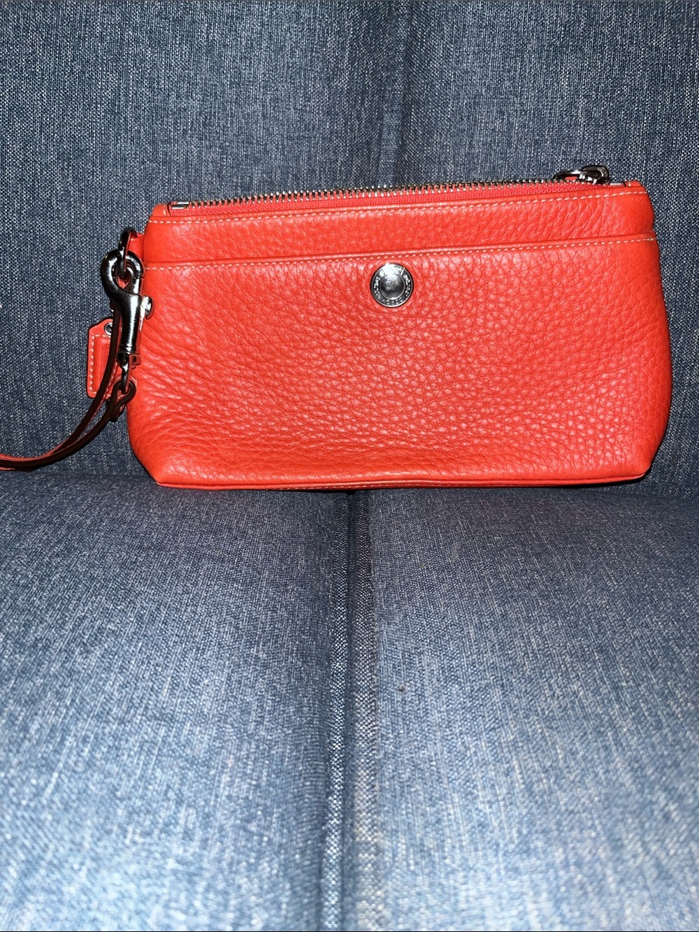 Coach Red Pebbled Leather Wristlet Wallet